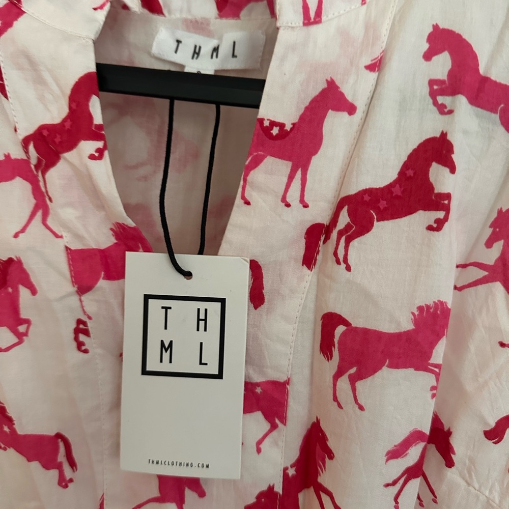 THML Pink and White Horse Print Mini Dress - Picture 8 of 12